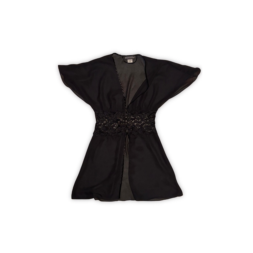Chic Black Lace Accent Robe